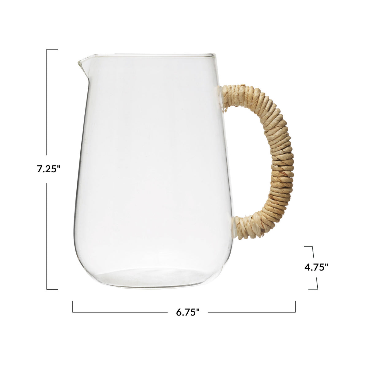 Glass Pitcher w/ Natural Wrapped Handle