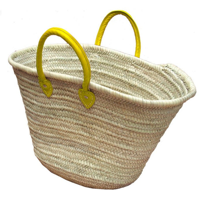Natural Woven Tote Bag w/ Color Handles (3 colors)