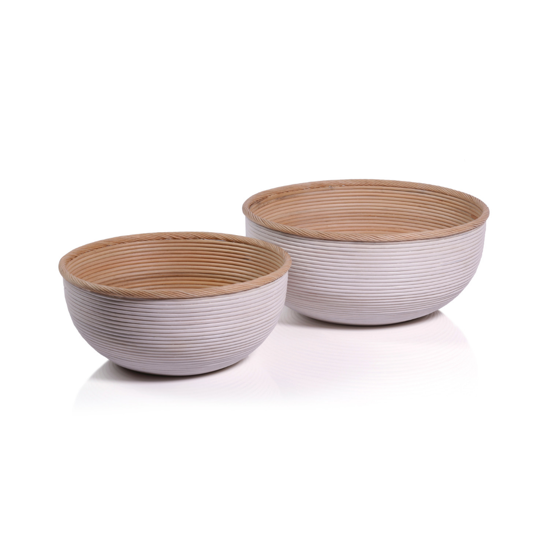 Rattan Natural and White Bowls
