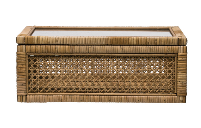 Rattan Box with Glass Lid