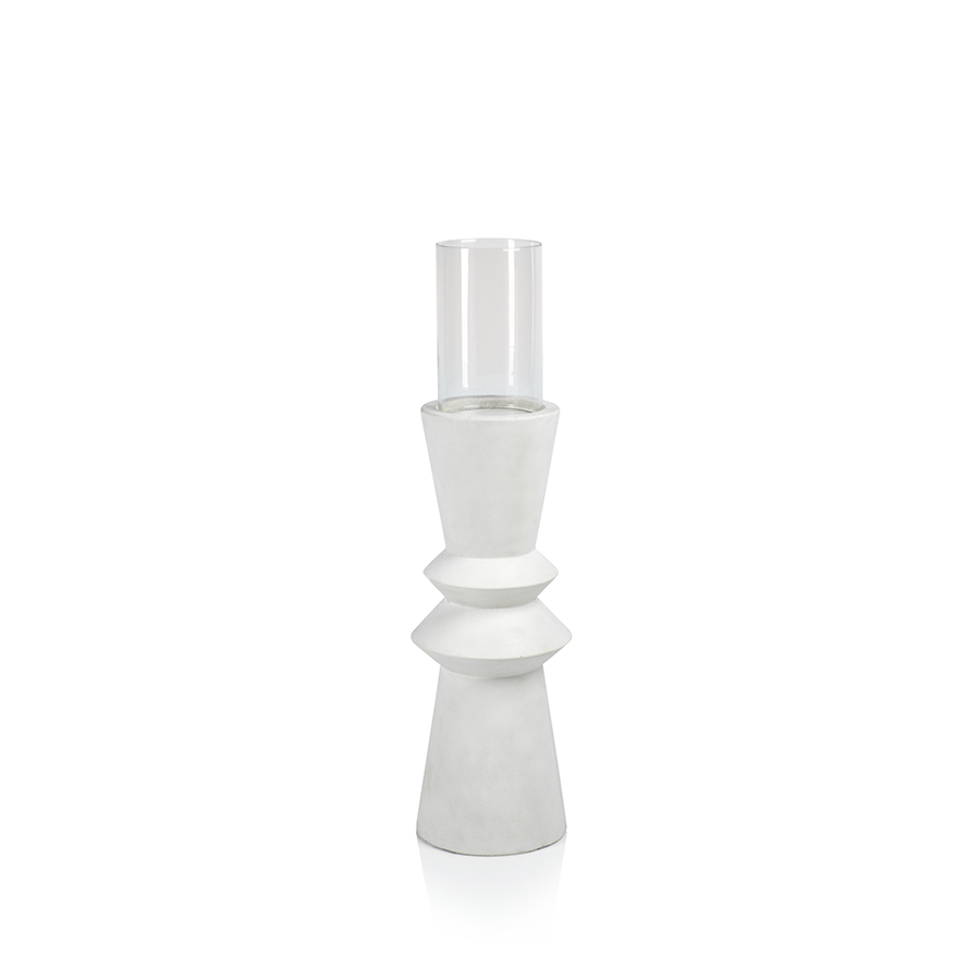White Pillar Candle Holders  / 2 Sizes