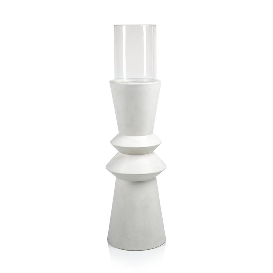 White Pillar Candle Holders  / 2 Sizes