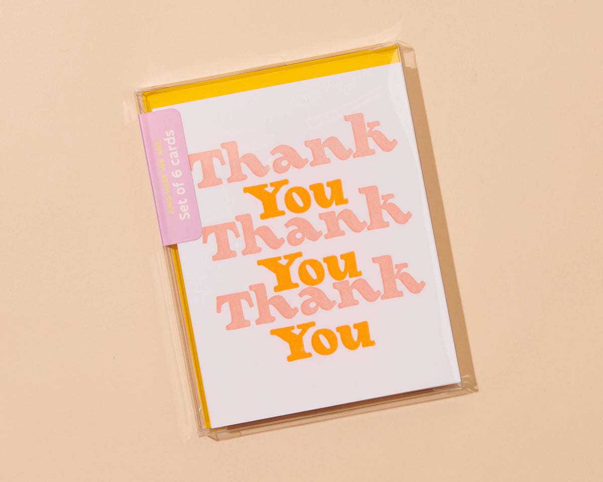 "Thank You, Thank You, Thank You" Card: Box of 6